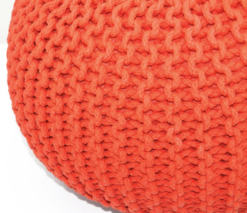 Cotton Craft Pouf دائري من قطن كرافت - حبل قطن محبوك يدويًا - عثماني - مسند قدم - Pouf أرضي - مقعد مميز - أثاث كيس فول - غرفة المعيشة - غرفة الأطفال - حضانة - ديكور سكني - 20x14 - برتقالي - Image 5